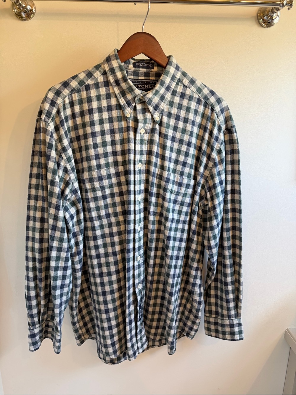 Britches Blue, Green, and White Plaid Button-Down Shirt